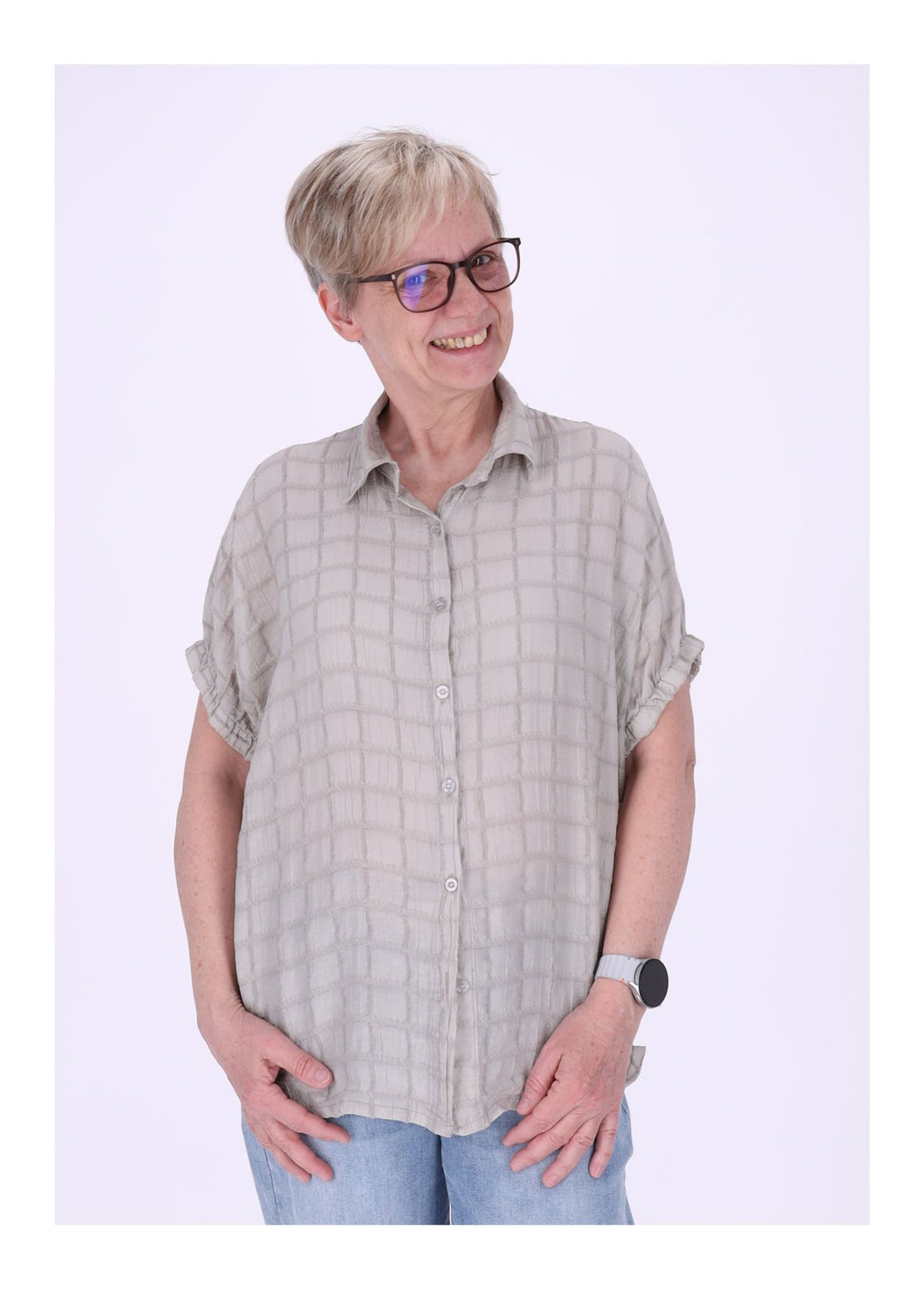 Splash of Color Bluse Damen Kurzarm