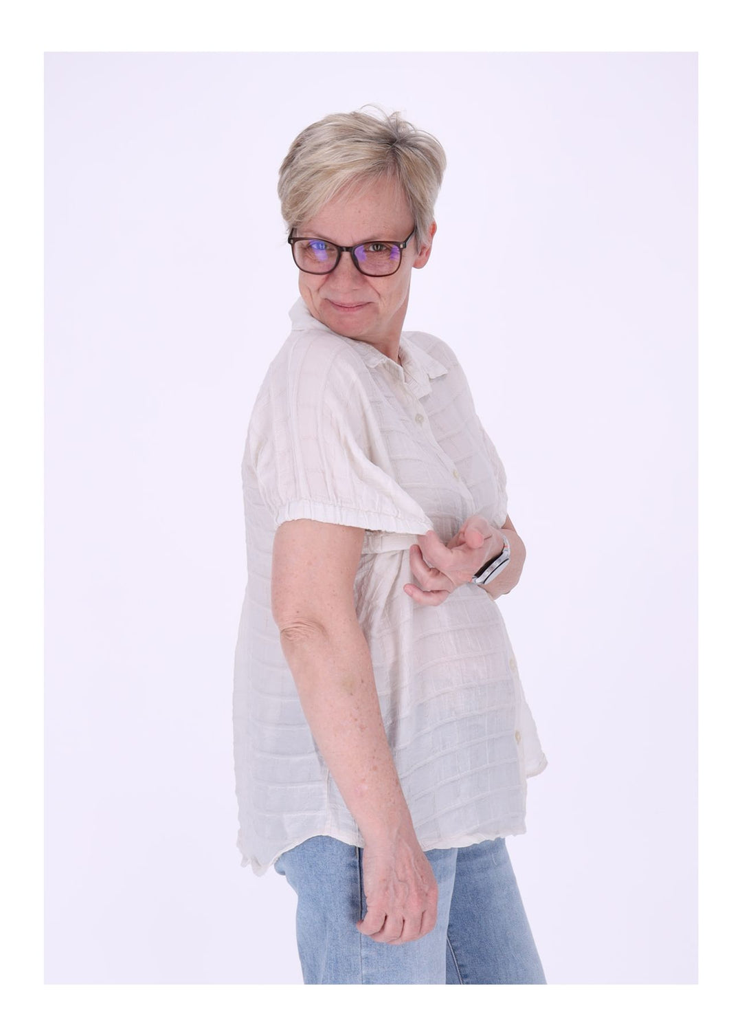 Splash of Color Bluse Damen Kurzarm