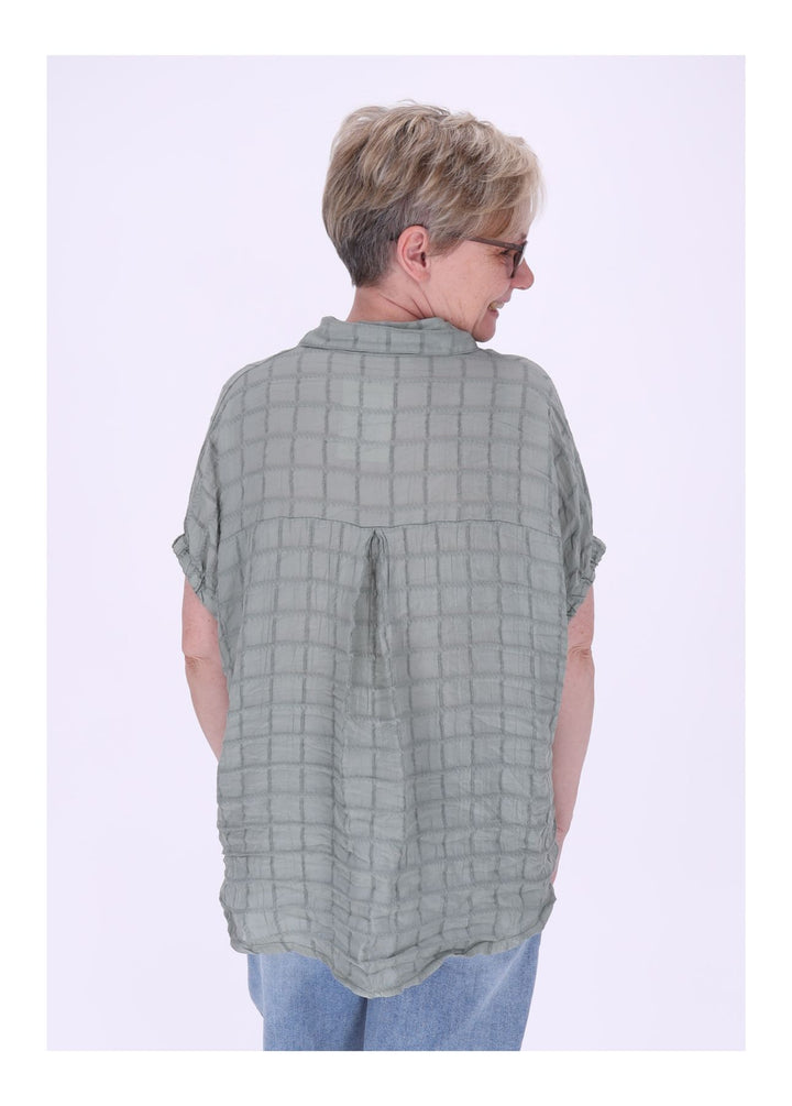 Splash of Color Bluse Damen Kurzarm