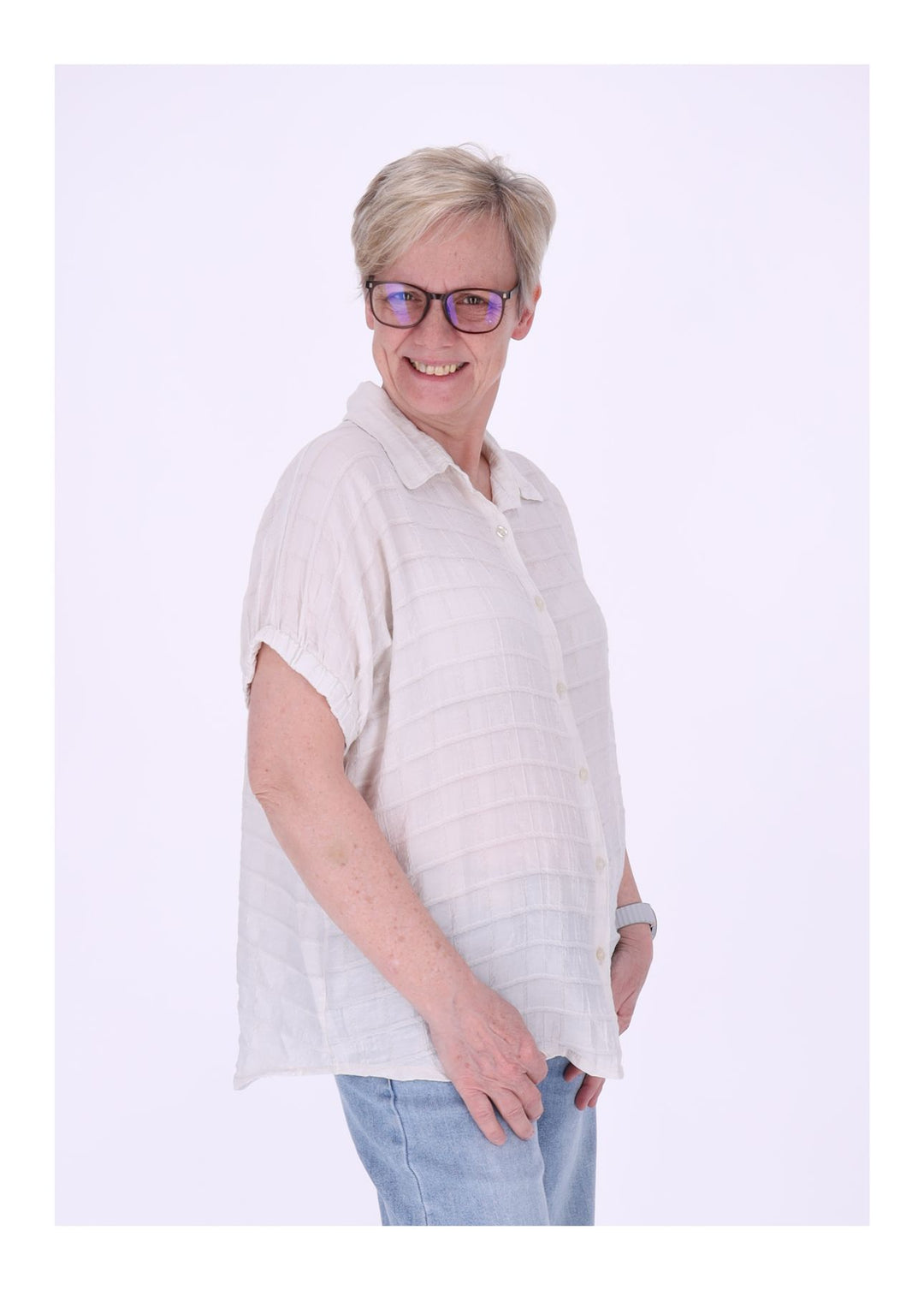 Splash of Color Bluse Damen Kurzarm