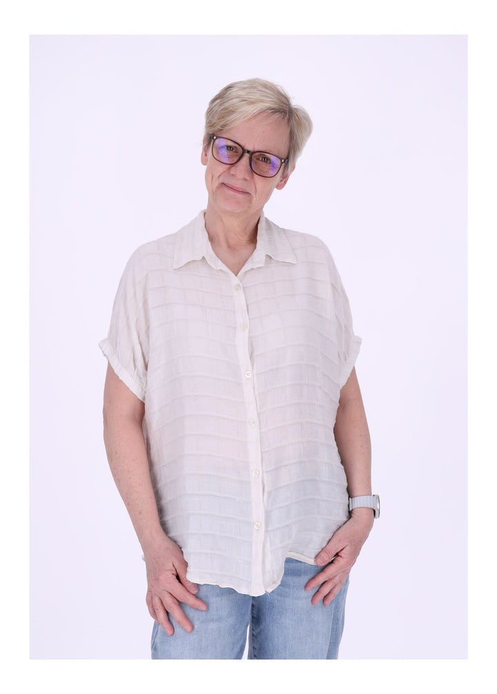 Splash of Color Bluse Damen Kurzarm