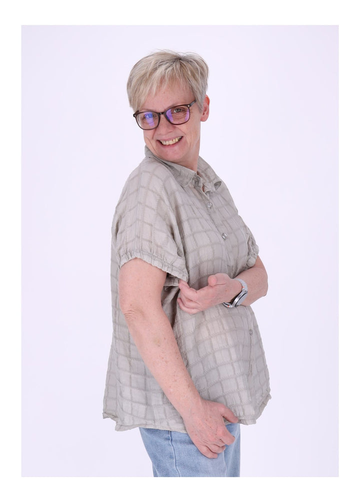 Splash of Color Bluse Damen Kurzarm