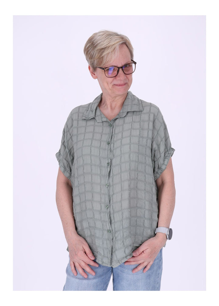 Splash of Color Bluse Damen Kurzarm