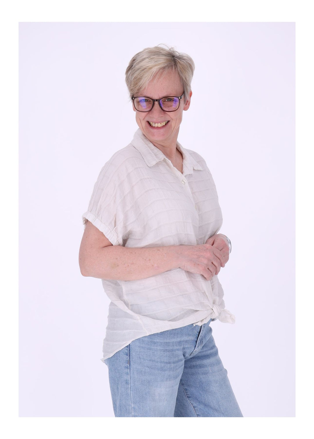 Splash of Color Bluse Damen Kurzarm