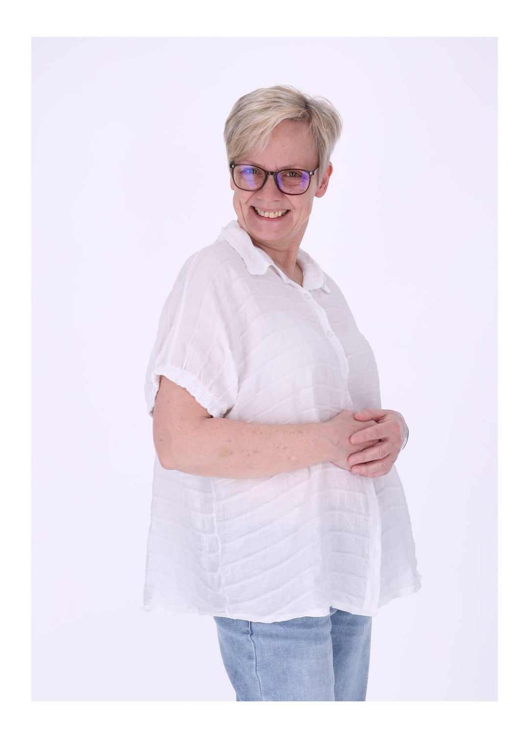 Splash of Color Bluse Damen Kurzarm