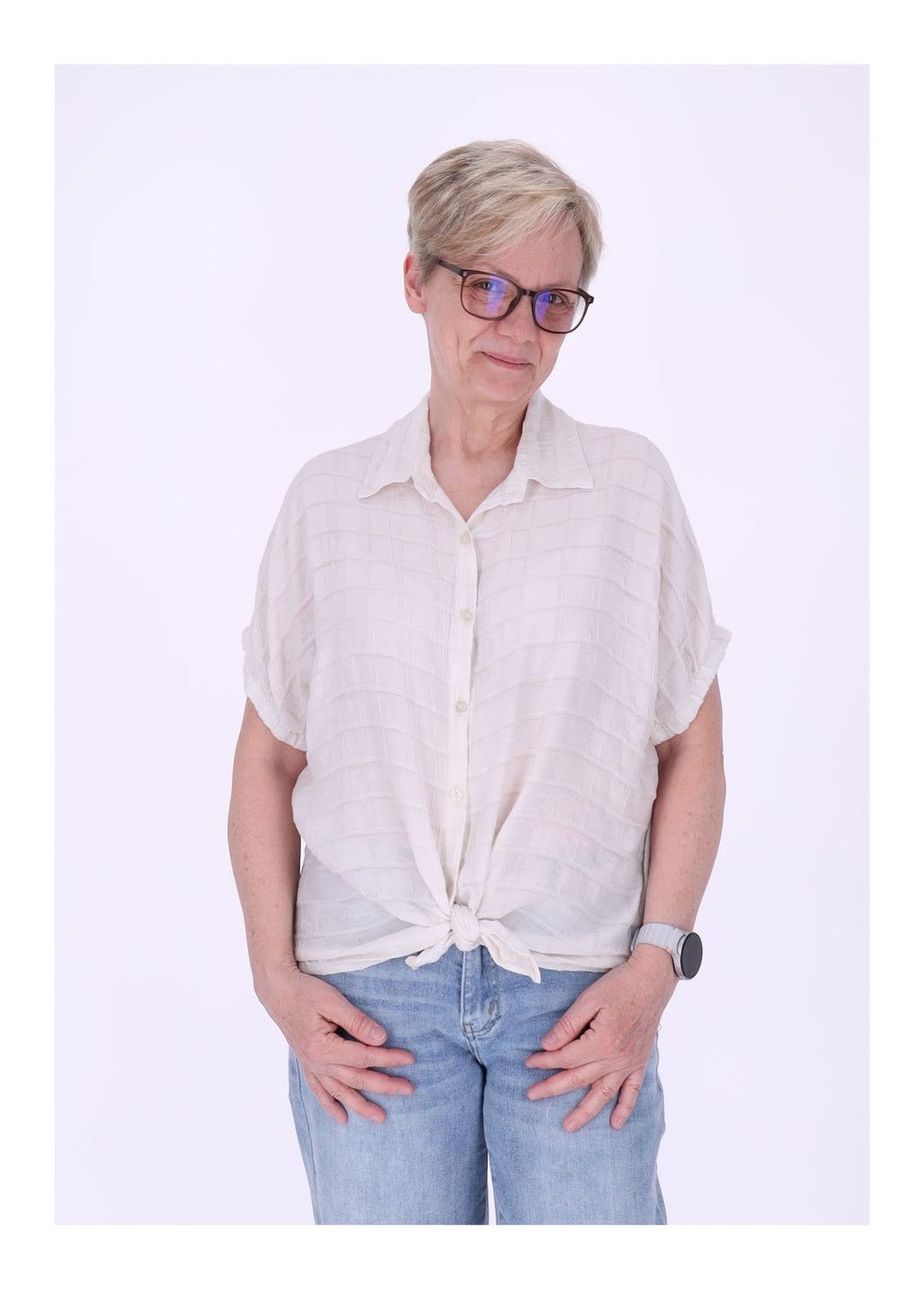 Splash of Color Bluse Damen Kurzarm