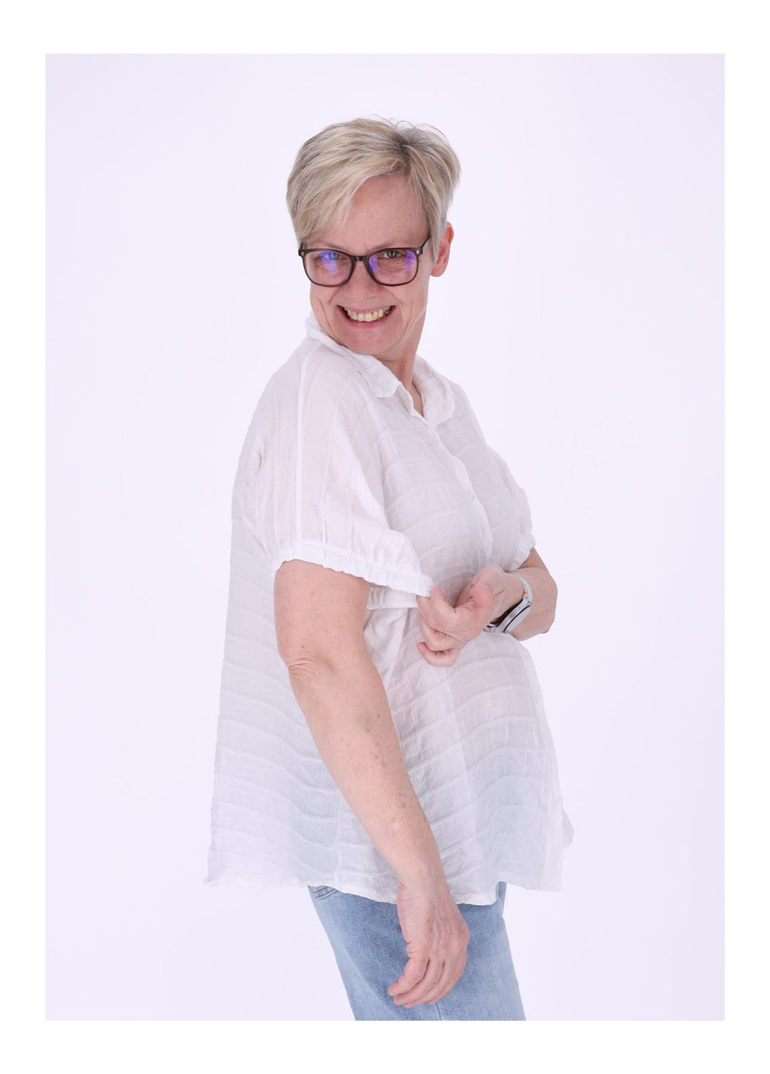 Splash of Color Bluse Damen Kurzarm
