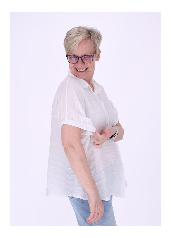 Splash of Color Bluse Damen Kurzarm