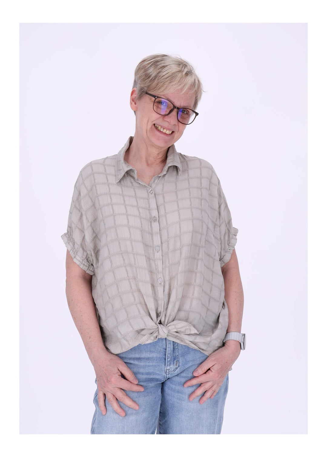 Splash of Color Bluse Damen Kurzarm
