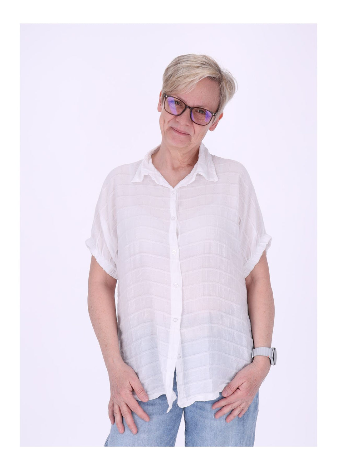 Splash of Color Bluse Damen Kurzarm