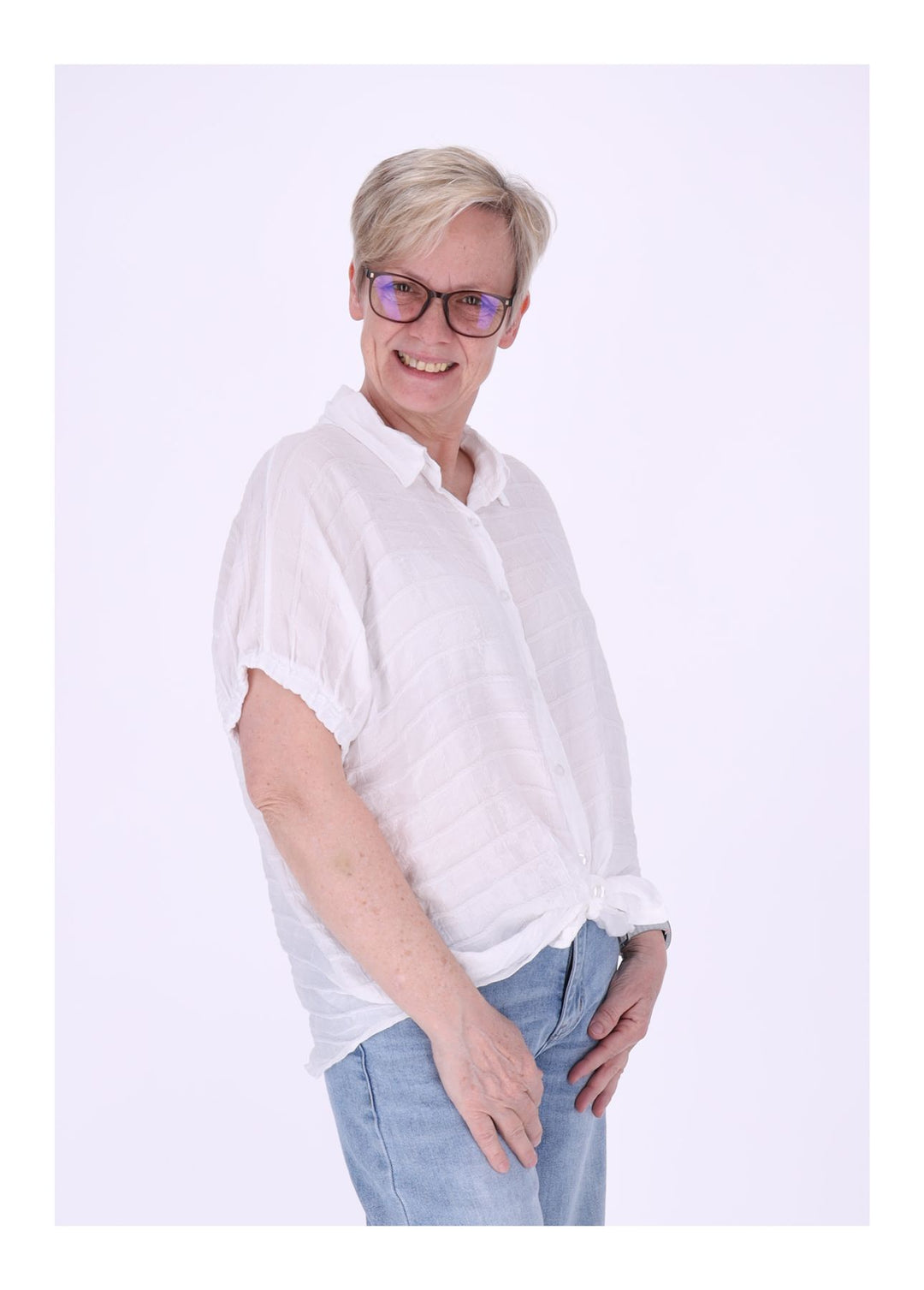 Splash of Color Bluse Damen Kurzarm