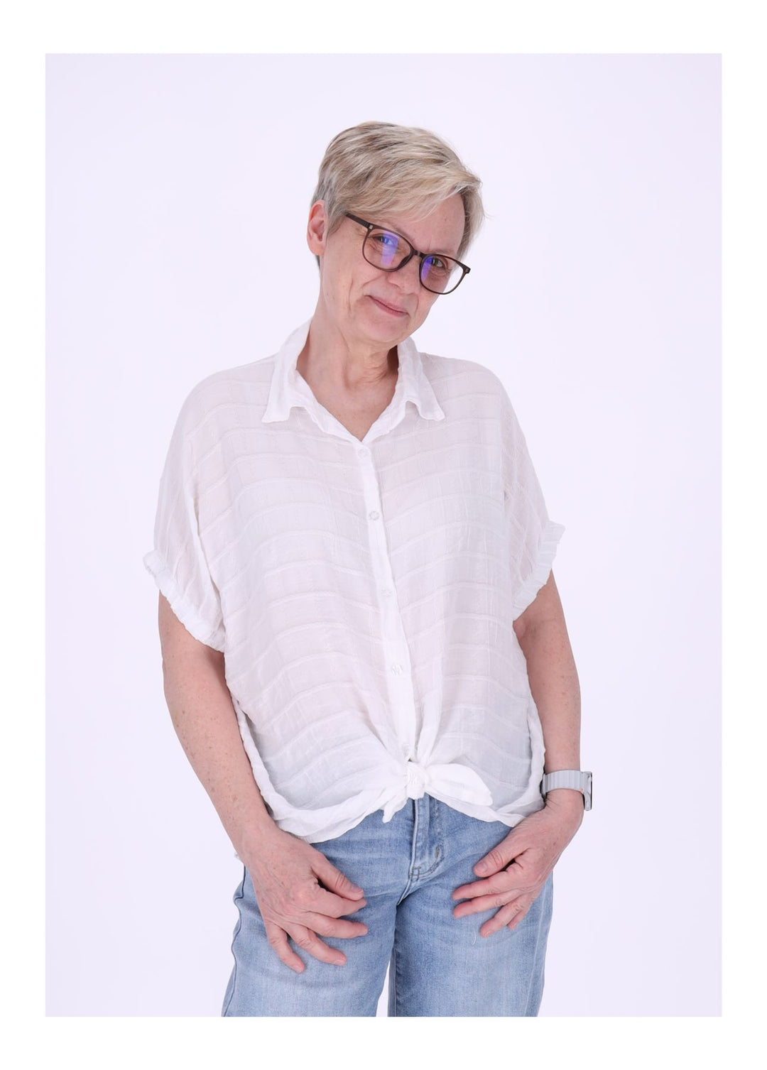 Splash of Color Bluse Damen Kurzarm