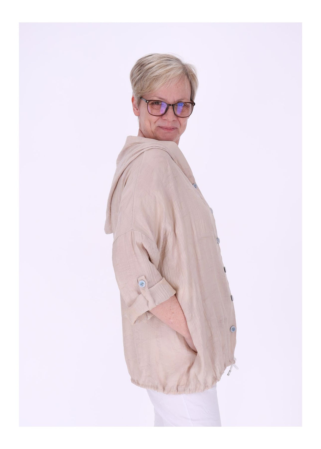 Splash of Color Bluse mit Kapuze