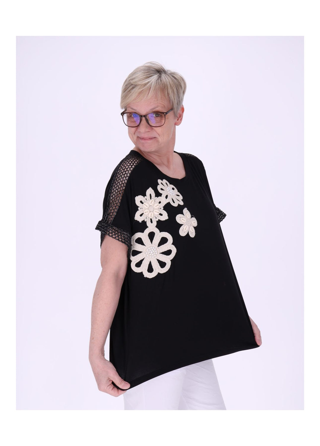 Splash of Color Damen T-Shirt Netzeinsatz