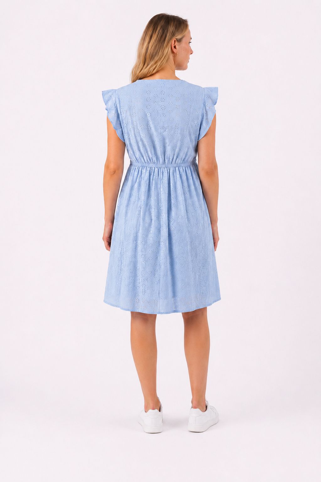 Kleid Lochmuster ohne Arm Blau