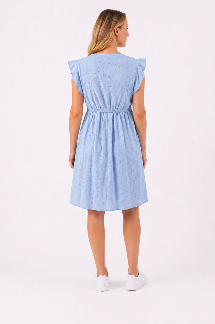 Kleid Lochmuster ohne Arm Blau