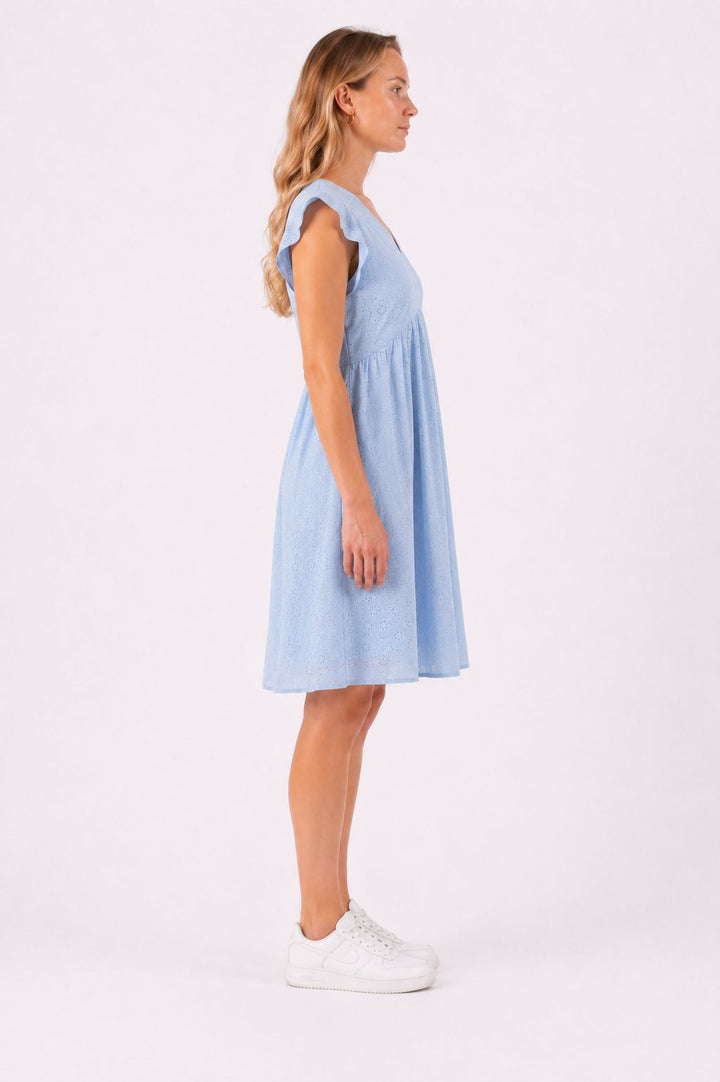 Kleid Lochmuster ohne Arm Blau
