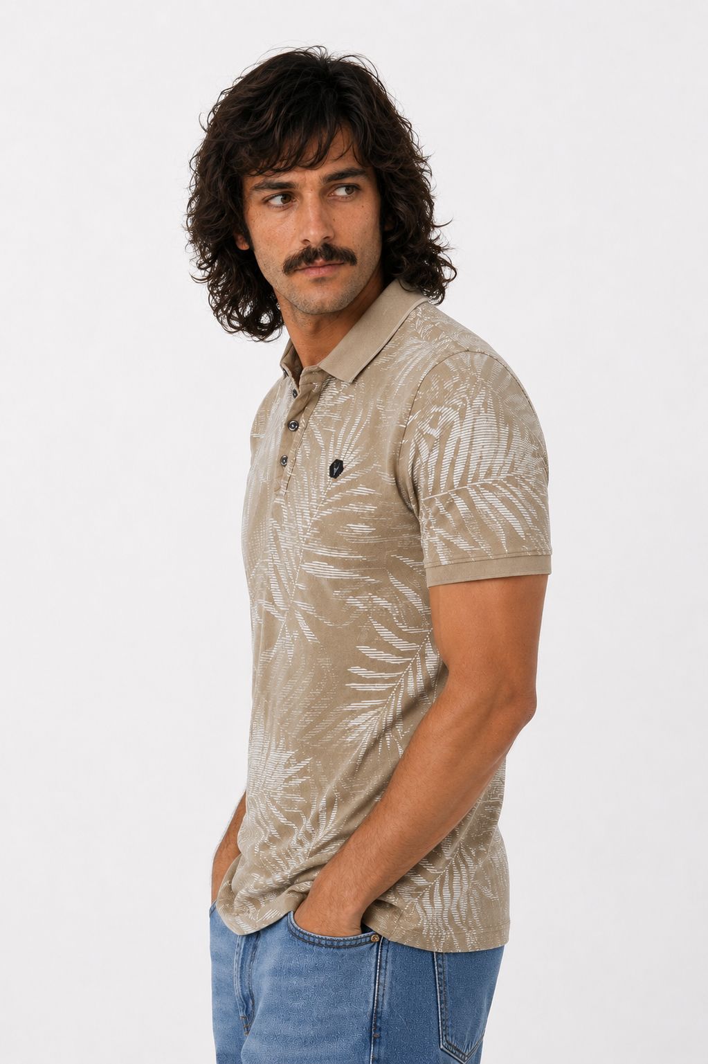 SOQUESTO Poloshirt Herren Palmenblatt