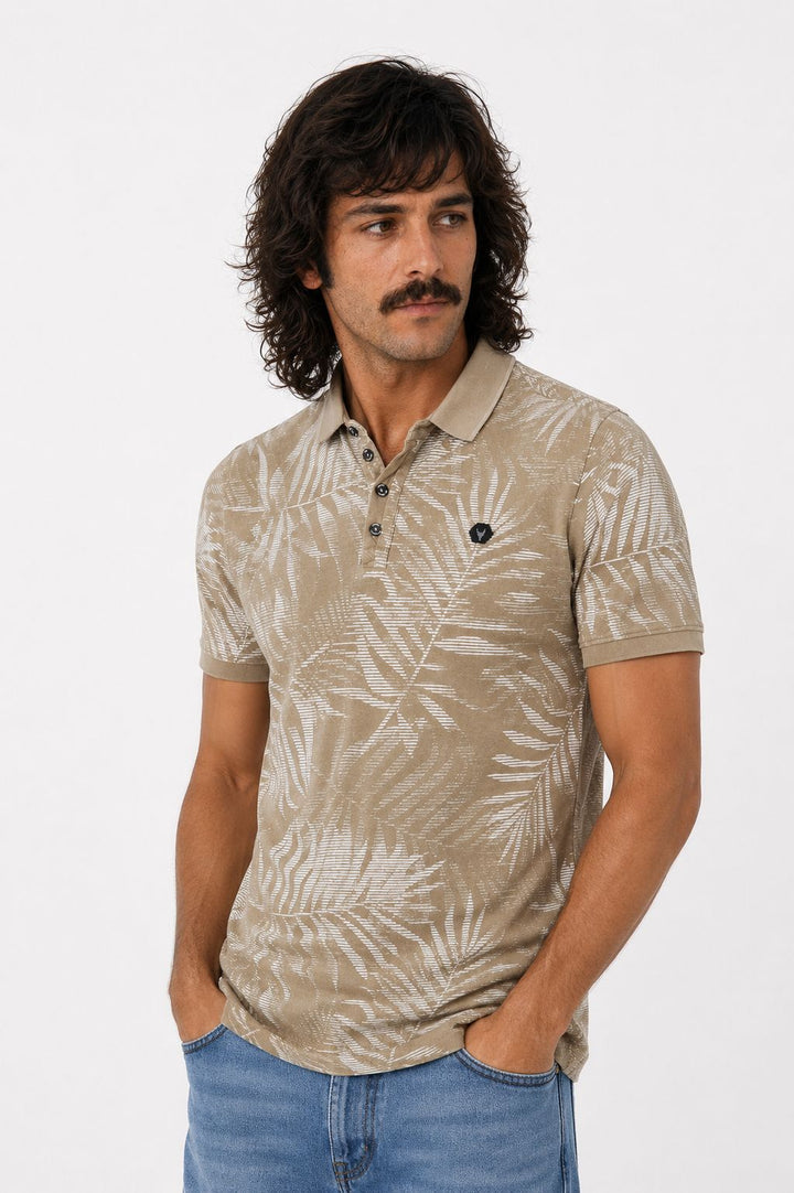 SOQUESTO Poloshirt Herren Palmenblatt