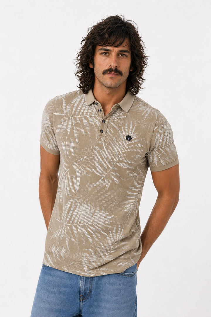 SOQUESTO Poloshirt Herren Palmenblatt
