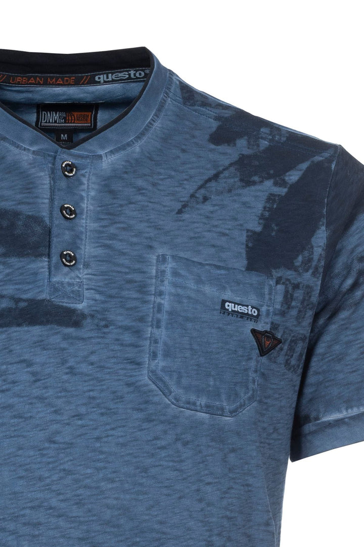 SOQUESTO Henley T-Shirt Herren Palmendruck