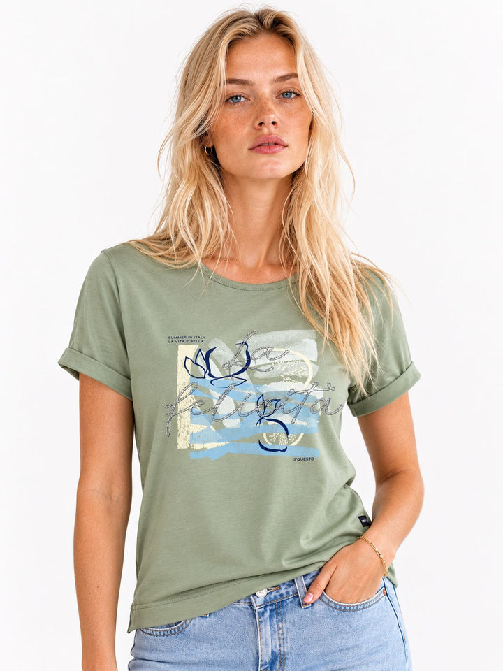 SOQUESTO Damen T-Shirt Baumwolle