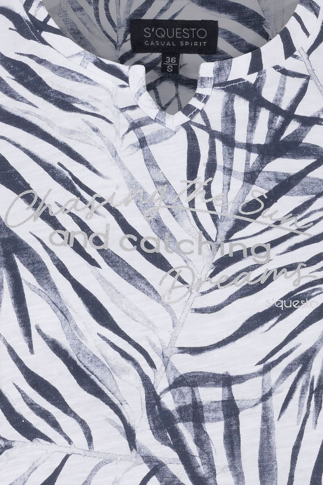 SOQUESTO Damen T-Shirt Palmen-Print
