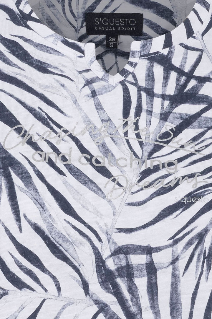 SOQUESTO Damen T-Shirt Palmen-Print