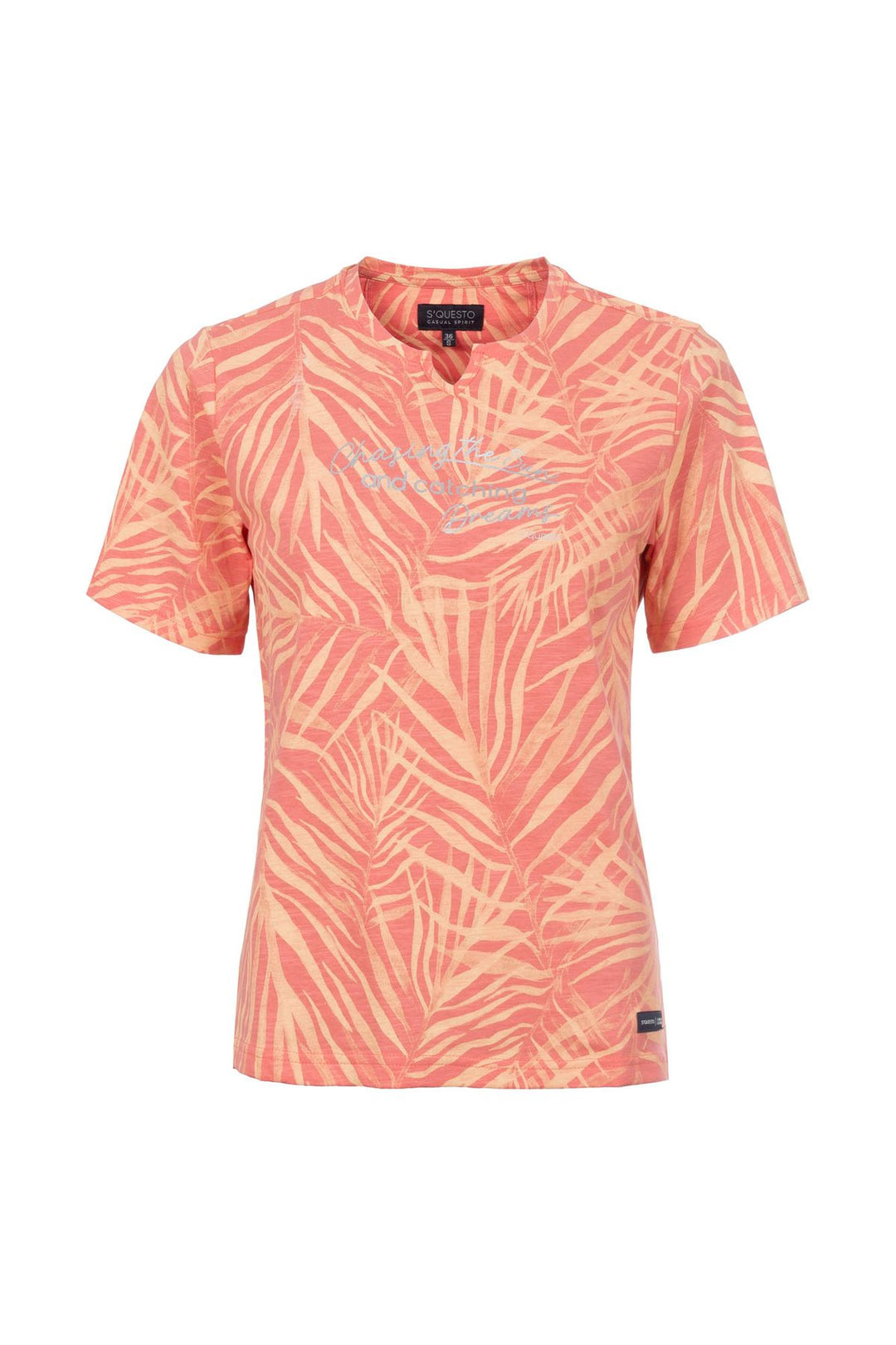 SOQUESTO Damen T-Shirt Palmen-Print