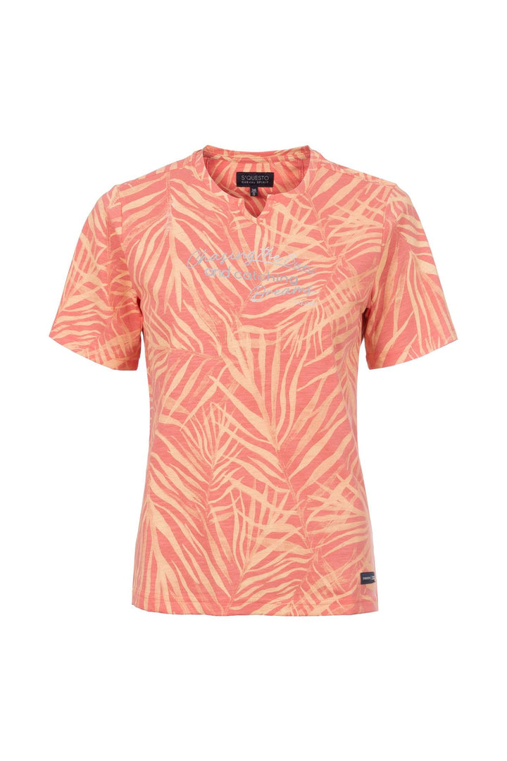SOQUESTO Damen T-Shirt Palmen-Print