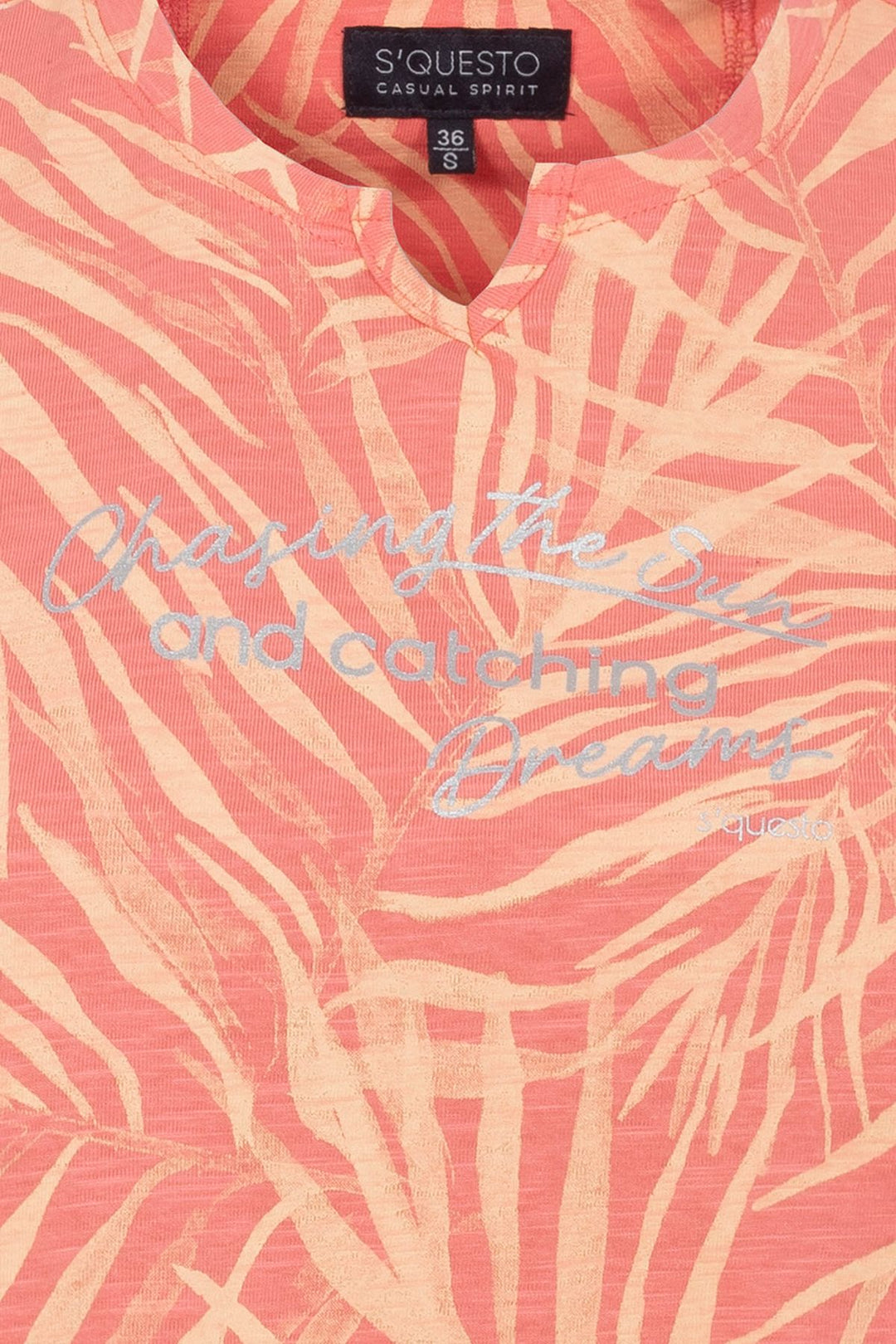 SOQUESTO Damen T-Shirt Palmen-Print
