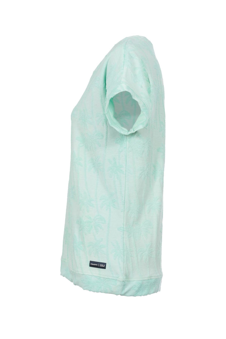 SOQUESTO Damen T-Shirt Palmenmuster