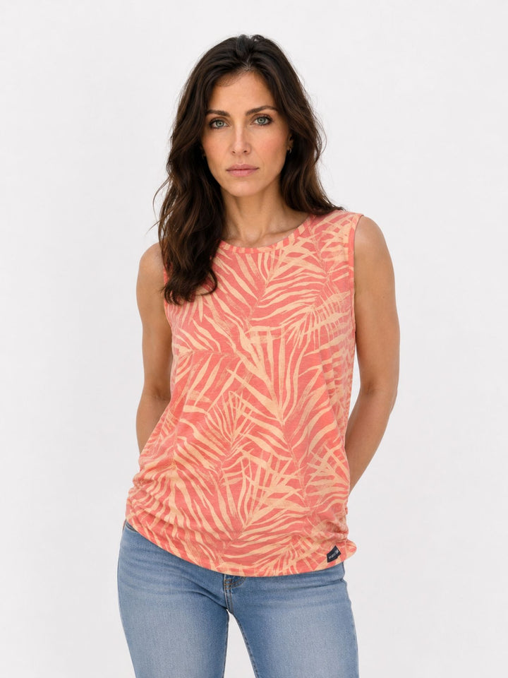 SOQUESTO Damen Top Palmen Cut-Out