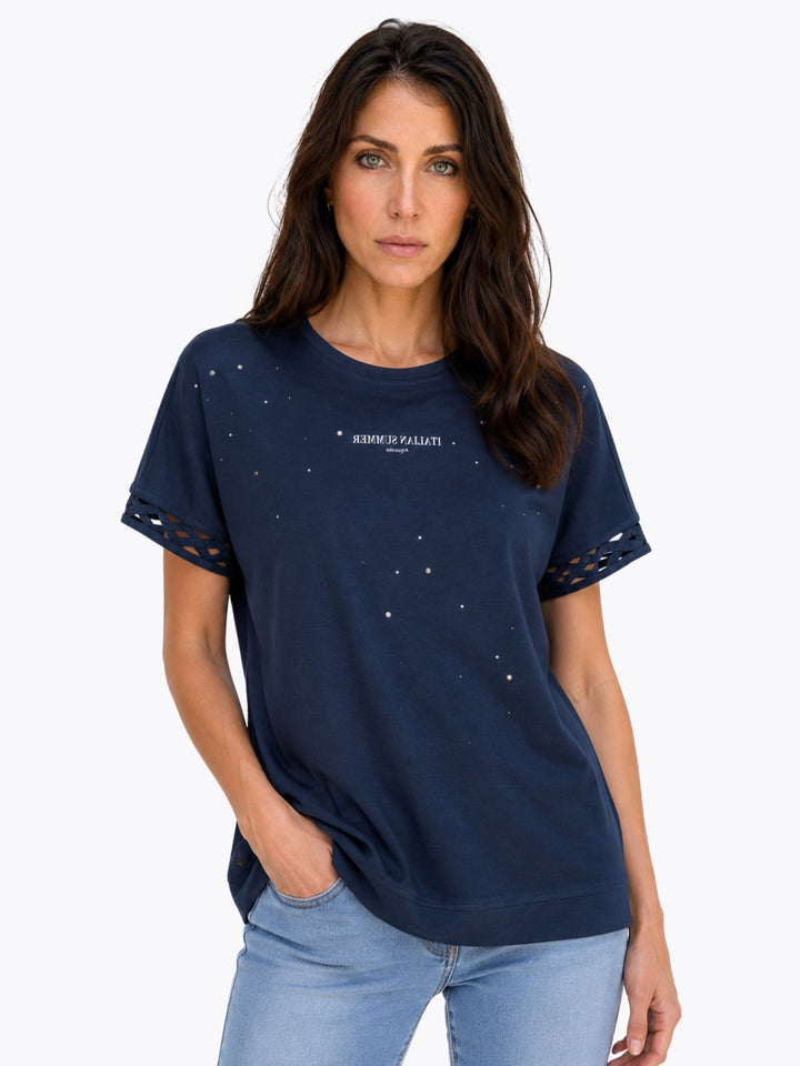 SOQUESTO Damen T-Shirt mit Glitzersteine