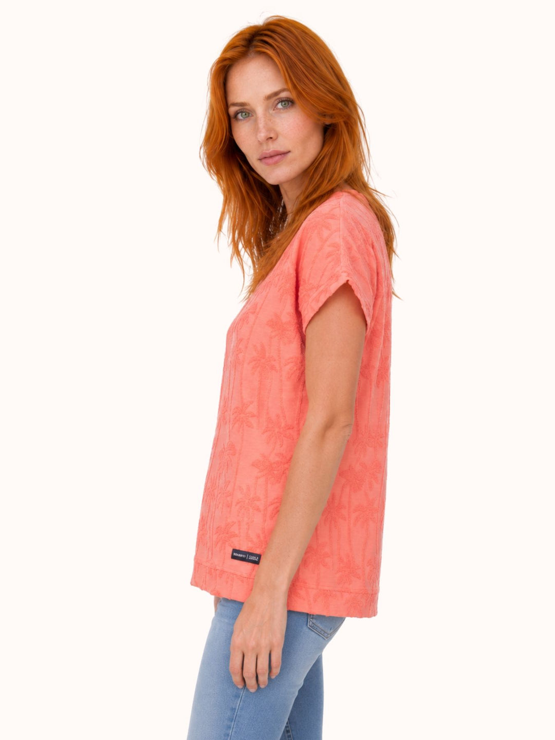 SOQUESTO Damen T-Shirt Palmenmuster