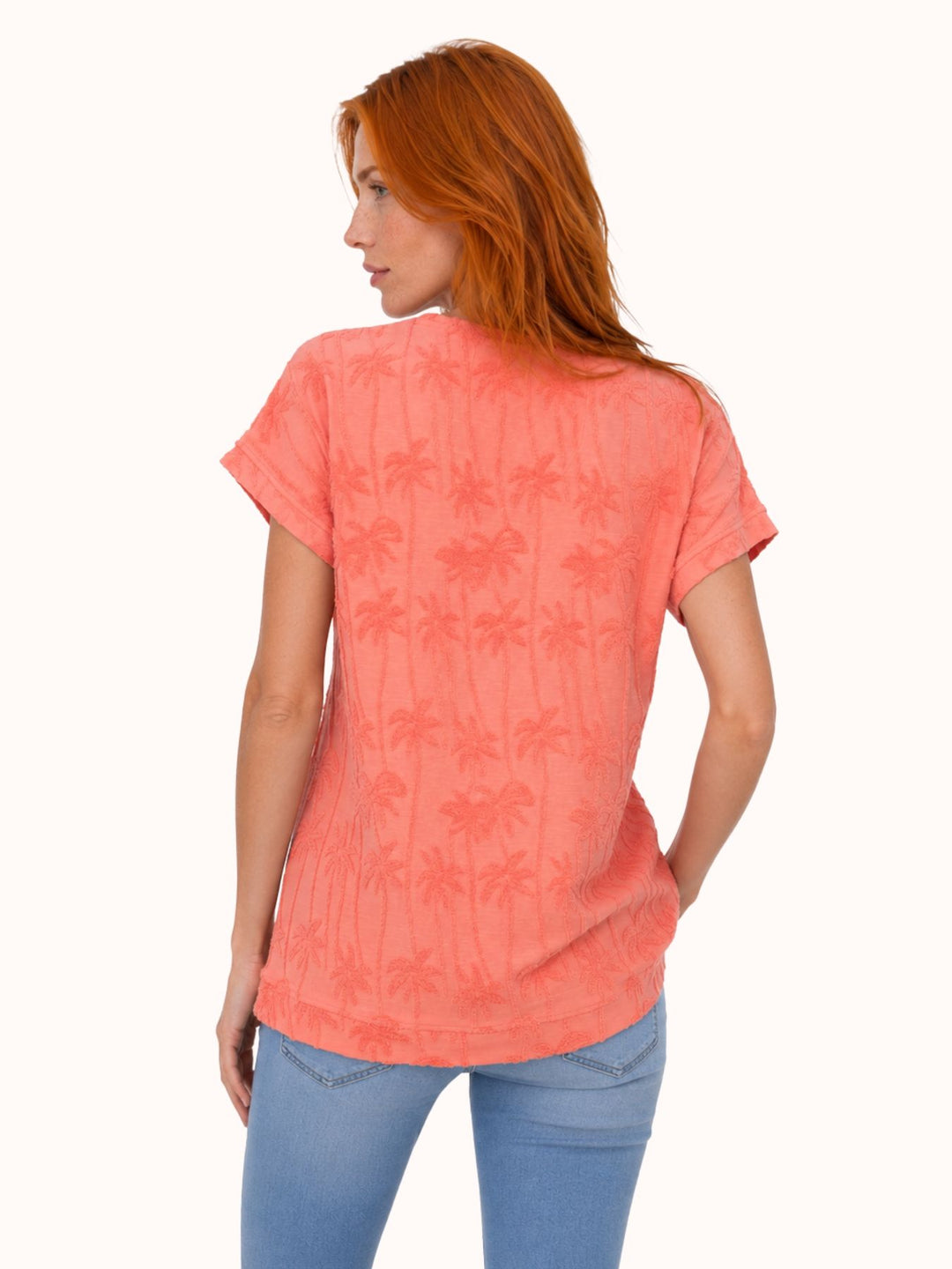 SOQUESTO Damen T-Shirt Palmenmuster