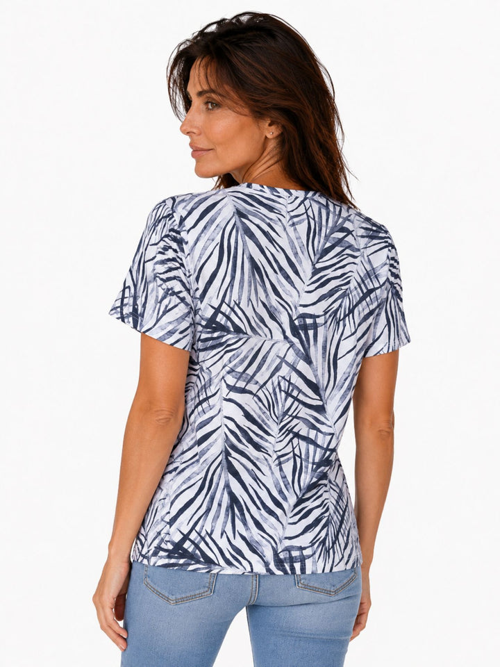 SOQUESTO Damen T-Shirt Palmen-Print