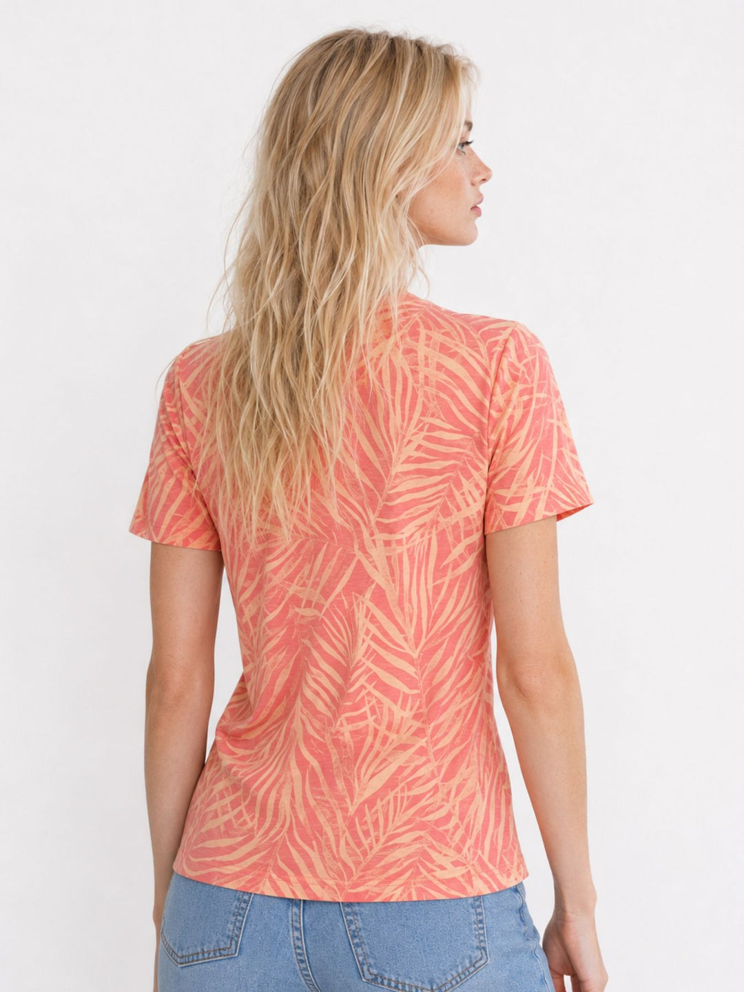 SOQUESTO Damen T-Shirt Palmen-Print