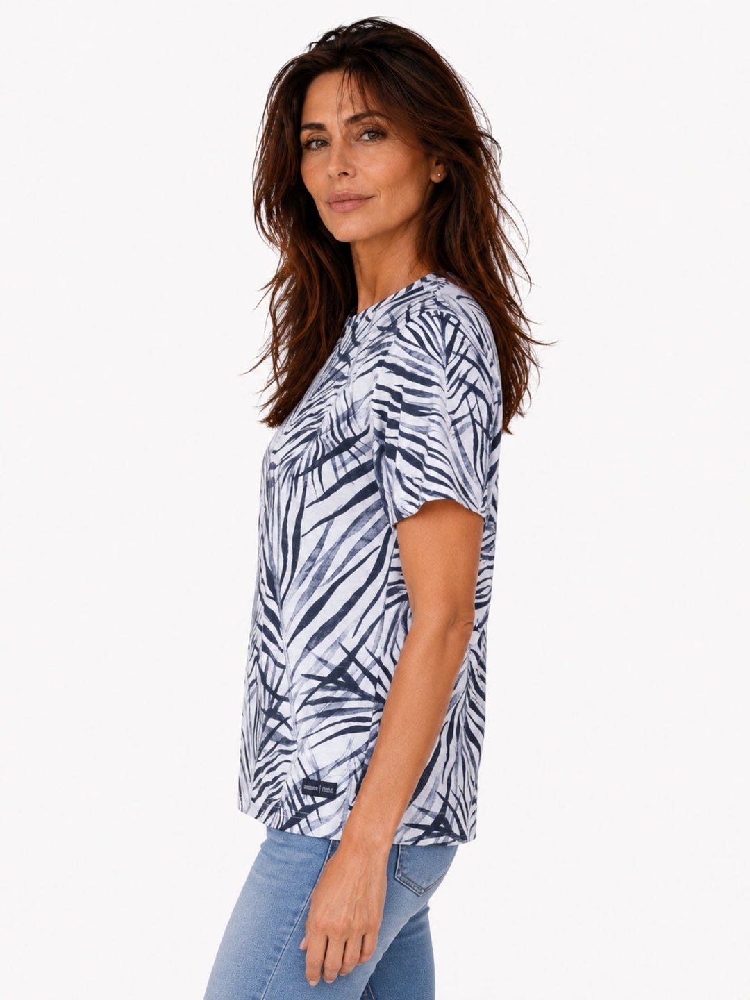 SOQUESTO Damen T-Shirt Palmen-Print