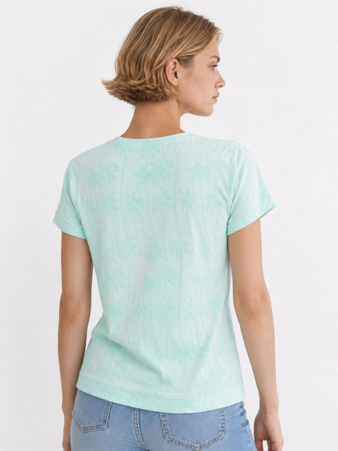 SOQUESTO Damen T-Shirt Palmenmuster