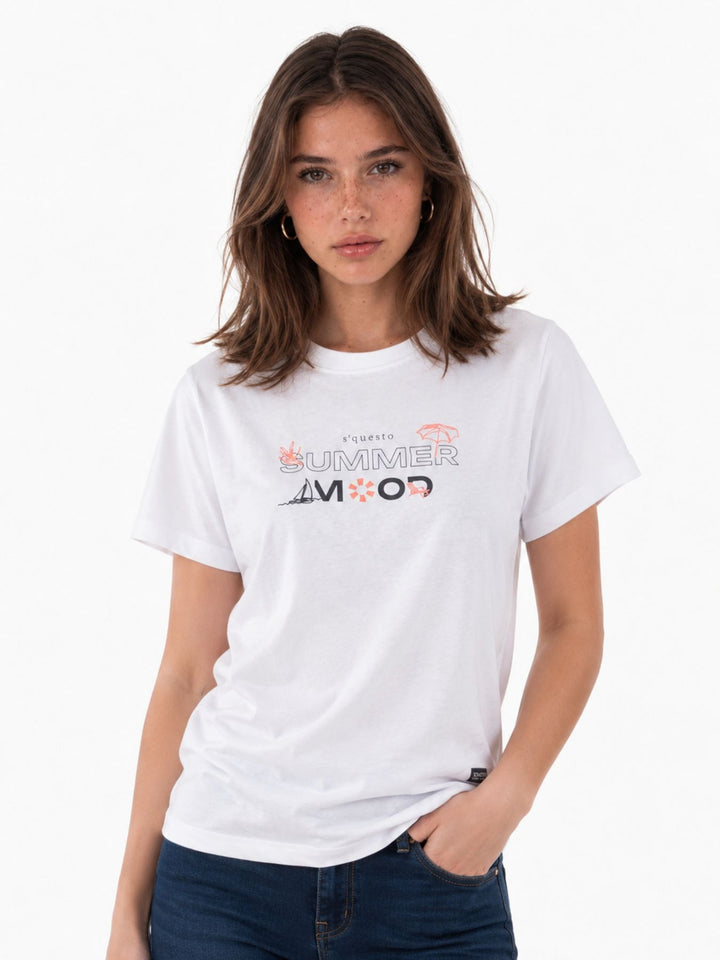 SOQUESTO Damen T-Shirt Summer Print