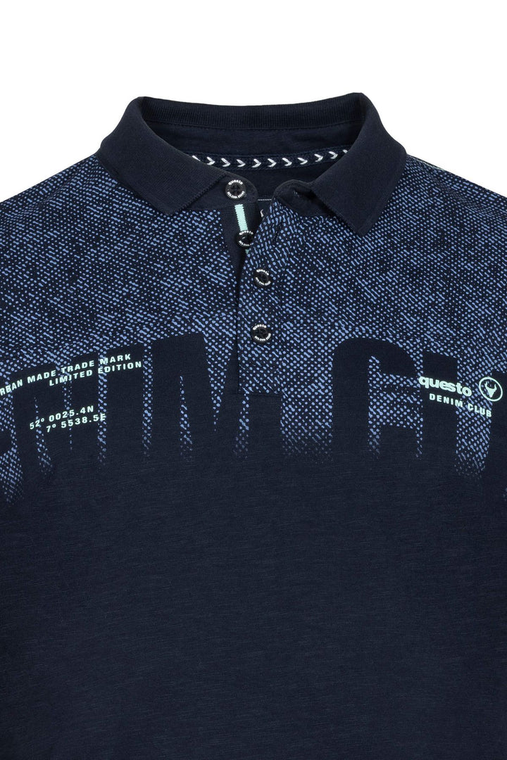 SOQUESTO Herren Poloshirt Brustprint