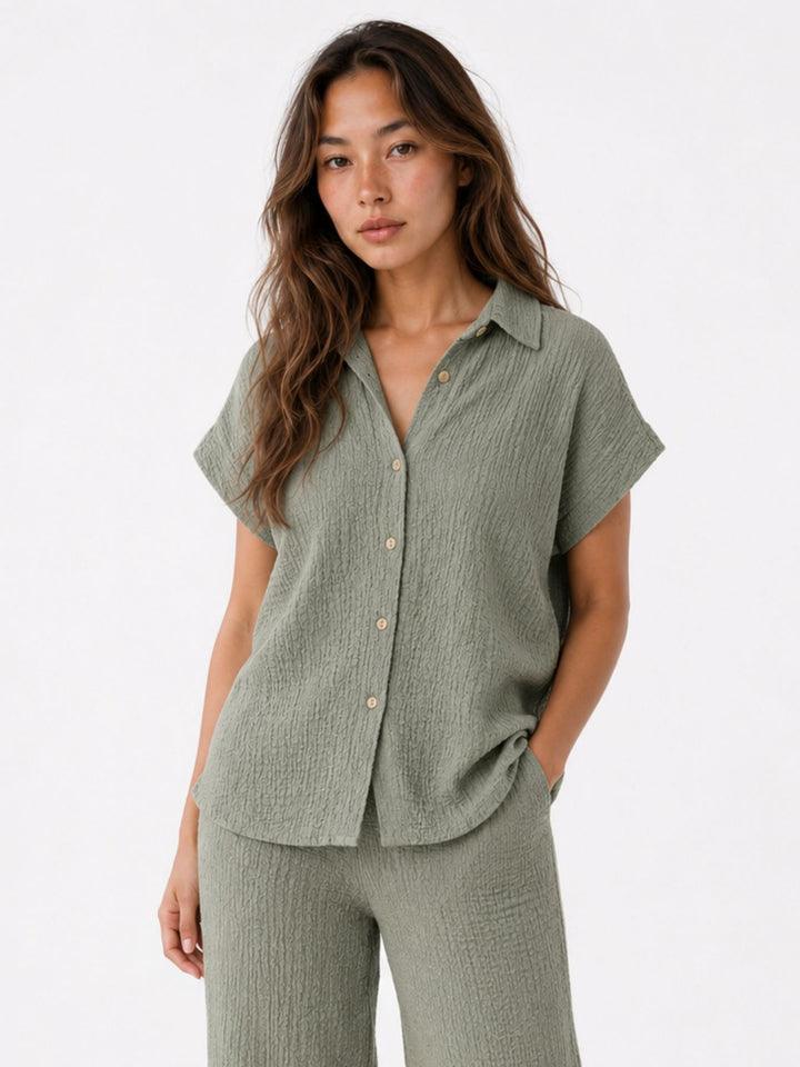 Authentic Style Damenbluse Crinkle
