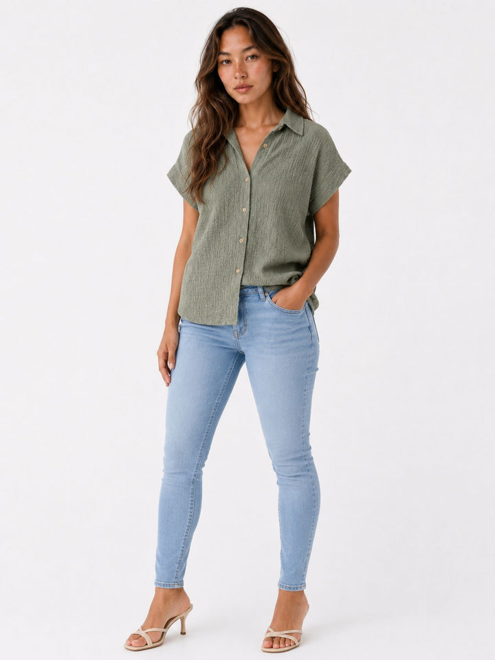 Authentic Style Damenbluse Crinkle