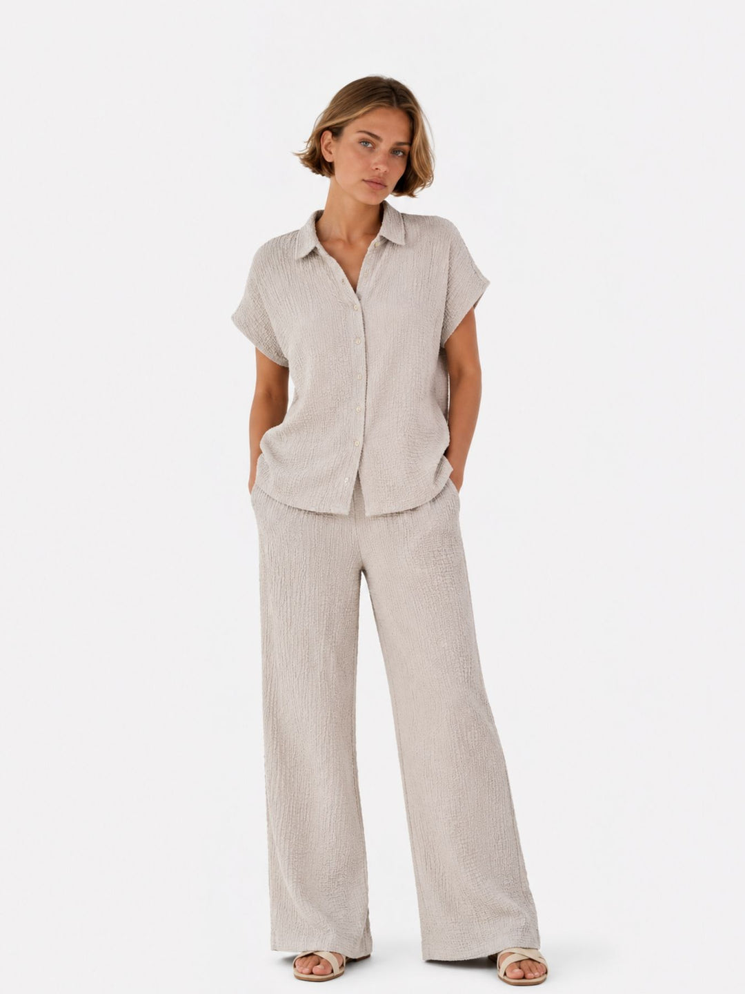 Authentic Style Damenhose Crinkle Optik