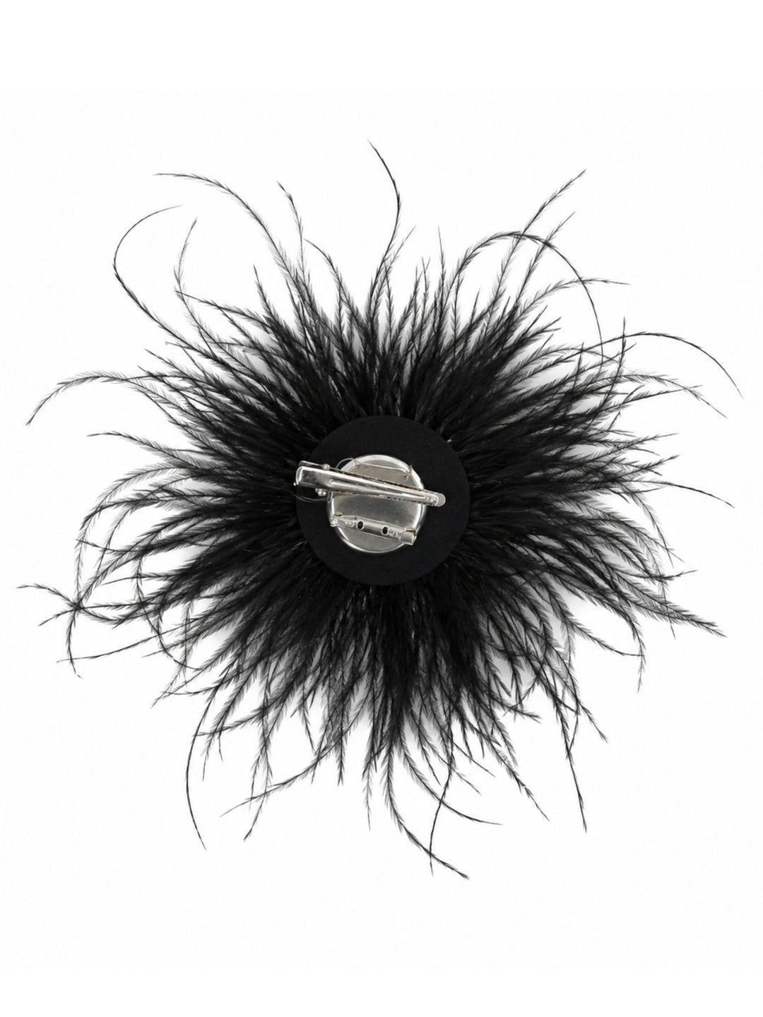Federblüte Haarclip und Brosche schwarz