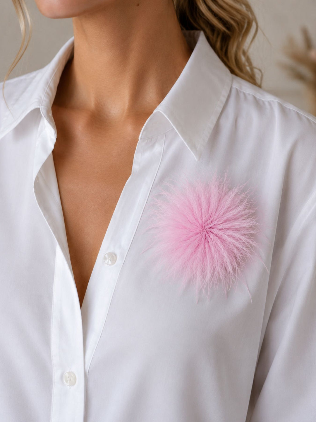Federblüte Haarclip und Brosche rosa