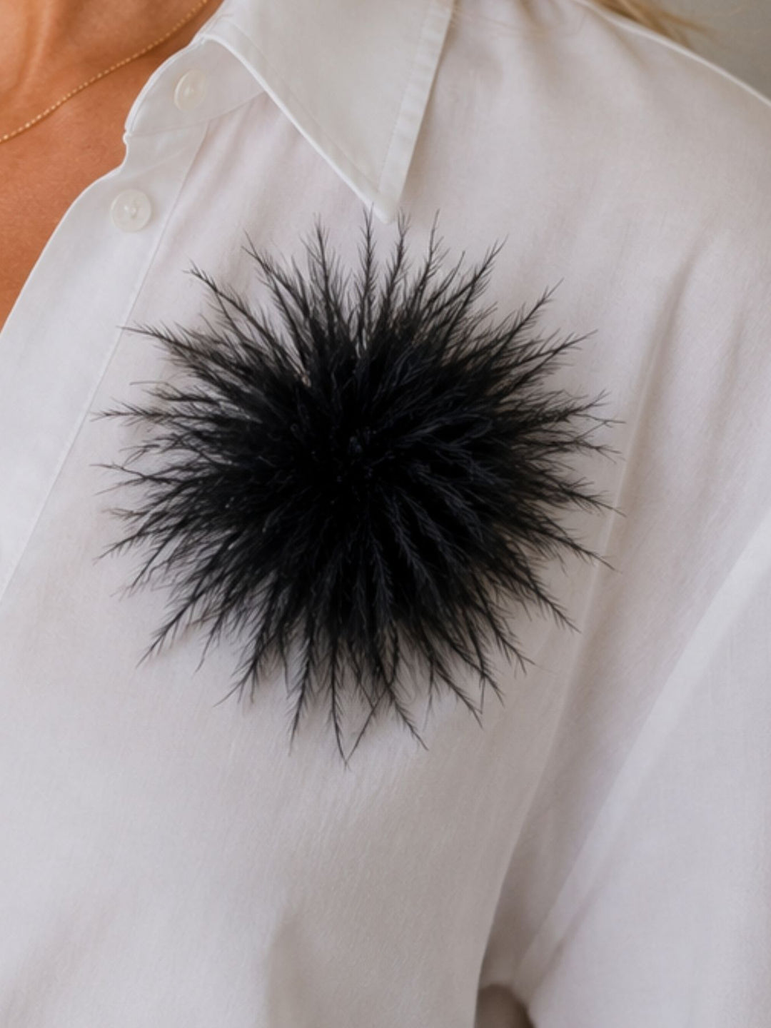 Federblüte Haarclip und Brosche schwarz