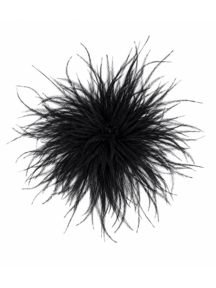 Federblüte Haarclip und Brosche schwarz