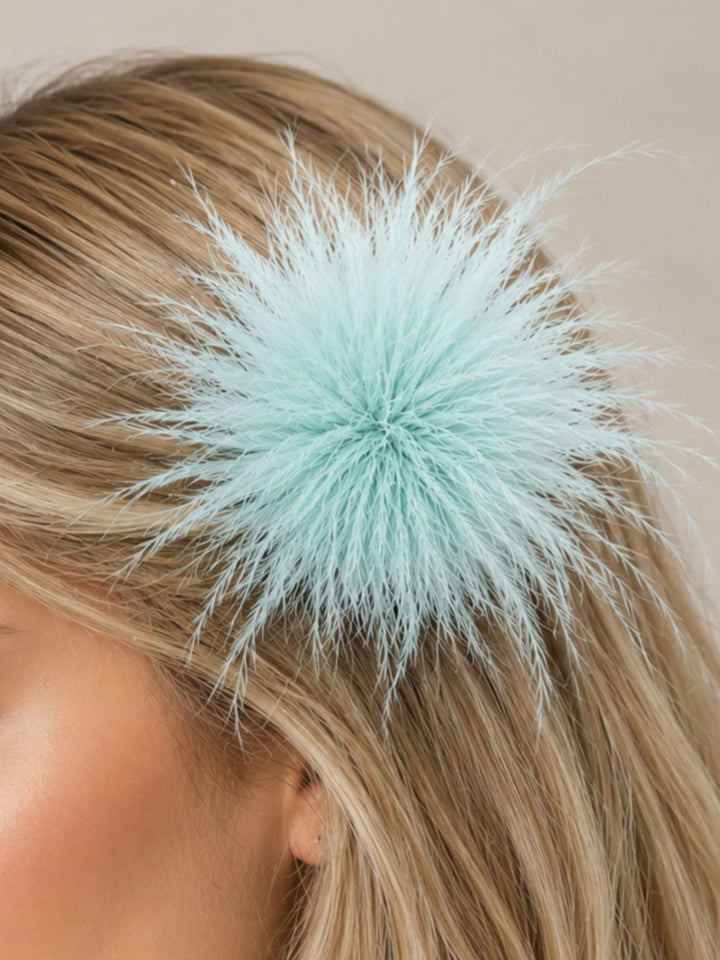 Federblüte Haarclip und Brosche aqua